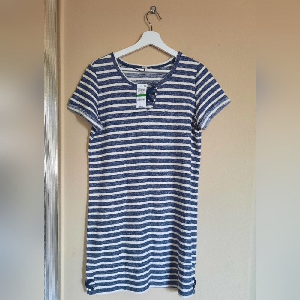 Style & Co Striped Navy and White T-Shirt Dress Capsule Basic Minimal Casual